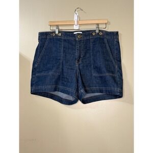 Nicole Miller Soho High Rise Denim Shorts Sailor Button Dark Wash Nautical 16